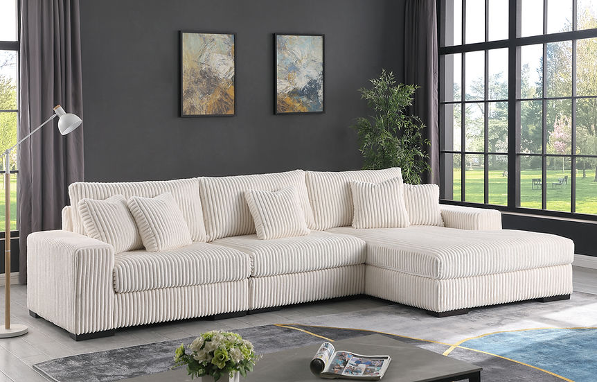 S859 Comfy 3pcs (Ivory) Sectional - Eve Furniture