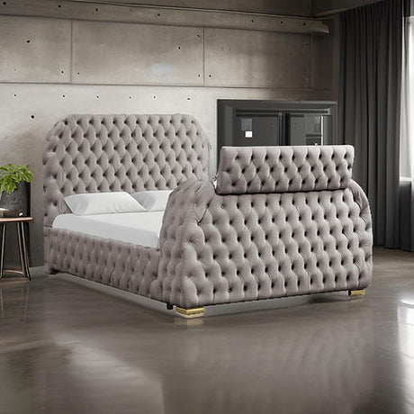 Royal Grey King Platform Bed by New Era Innovations at Eve Furniture