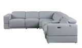 Franco Light Blue 6-Piece 2 Power Reclining Sectional by New Era Innovations at Eve Furniture