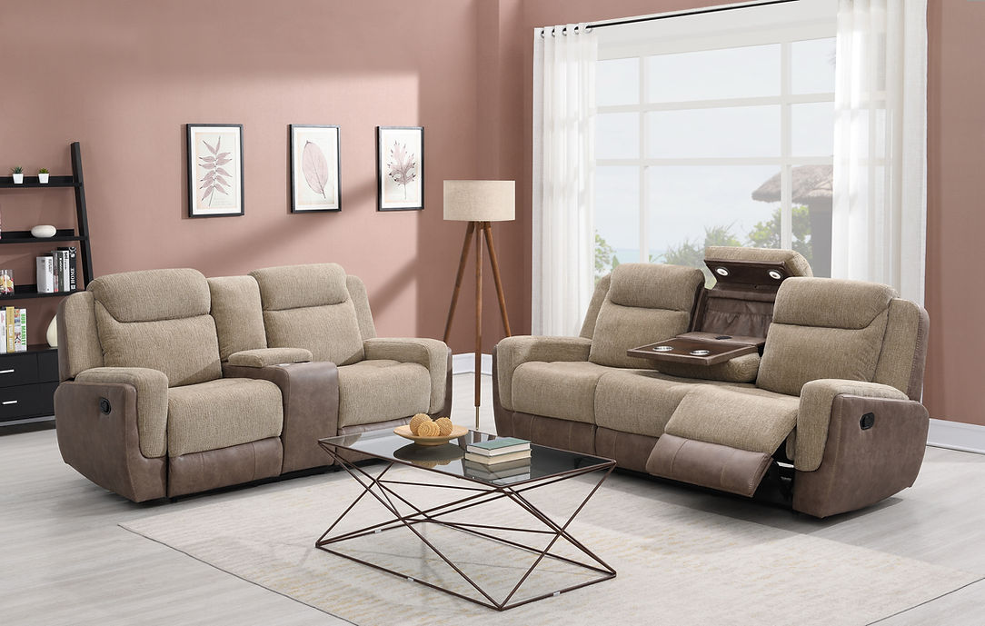 Brown Fabric Recliner Sofa
