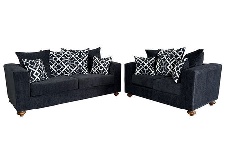 2 piece black sofa set