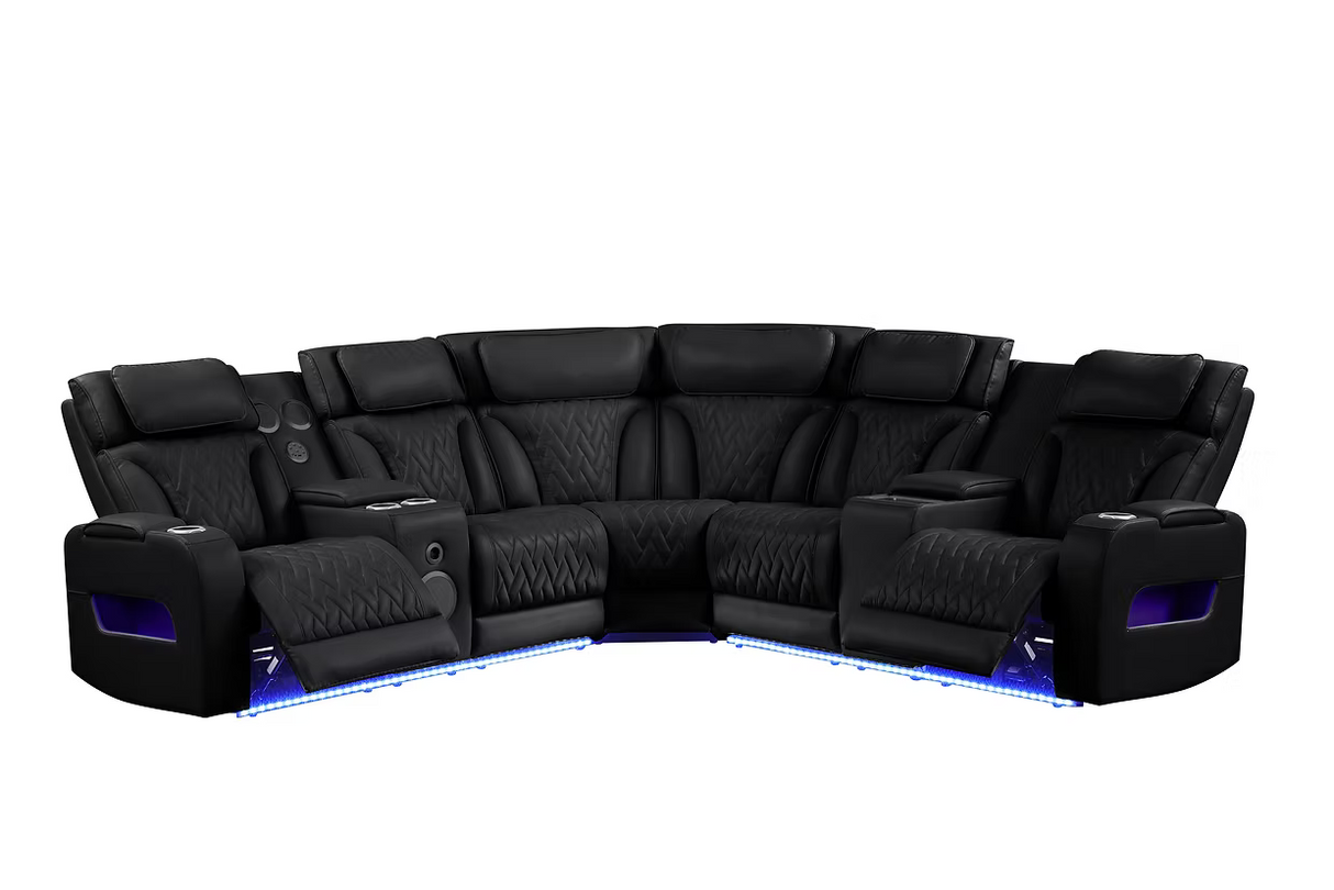 Skyline Black Power Air Leather Reclining Sectional by New Era Innovations at Eve Furniture