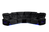 Skyline Black Power Air Leather Reclining Sectional by New Era Innovations at Eve Furniture