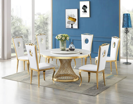 D605 UNICO DINING TABLE - WHITE & GOLD