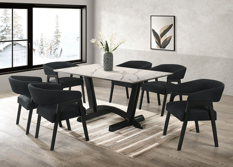 Nava White 7-Piece Dining Room Set by New Era Innovations at Eve Furniture