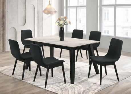 Dorri Black 7-Piece Dining Room Set by New Era Innovations at Eve Furniture
