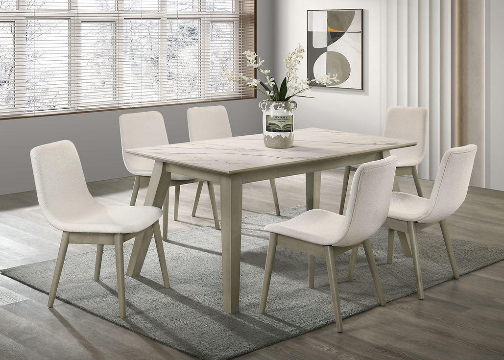 Dorri Grey Oak 7-Piece Dining Room Set by New Era Innovations at Eve Furniture