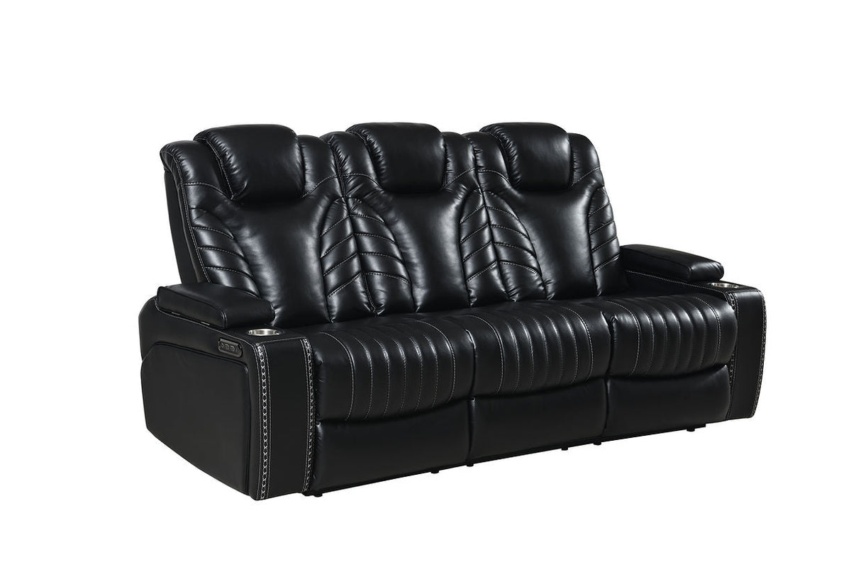 Black Leather Power Reclining Sofa