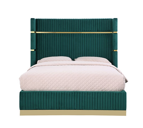 B786 Aspen Green Velvet King Bed