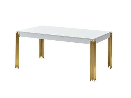 Glamor White/Gold 7-Piece Dining Room Set by New Era Innovations at Eve Furniture