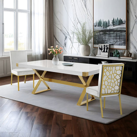 Adel 79" White Dining Table by New Era Innovations at Eve Furniture