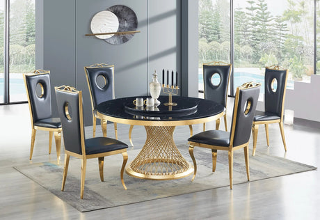 D605 UNICO DINING TABLE - BLACK & GOLD