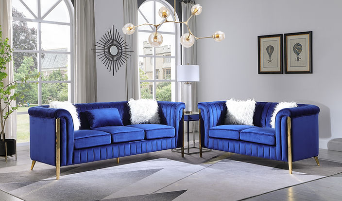 S8288 Fara (Blue/Gold) Living Room Set
