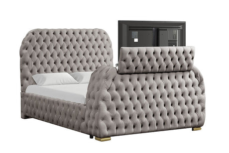 Royal Grey King Platform Bed by New Era Innovations at Eve Furniture