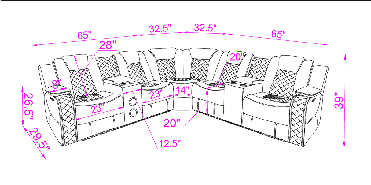 S3480 Eclipse (Sand) Reclining Sectional