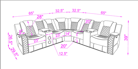 S3480 Eclipse (White) Power Reclining Sectional