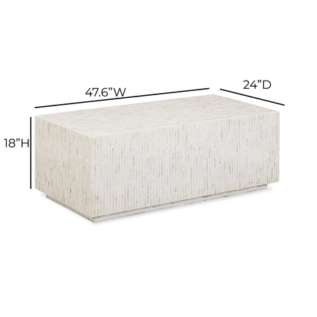 Earl 48" Shell Rectangular Coffee Table by TOV Furniture at Eve Furniture