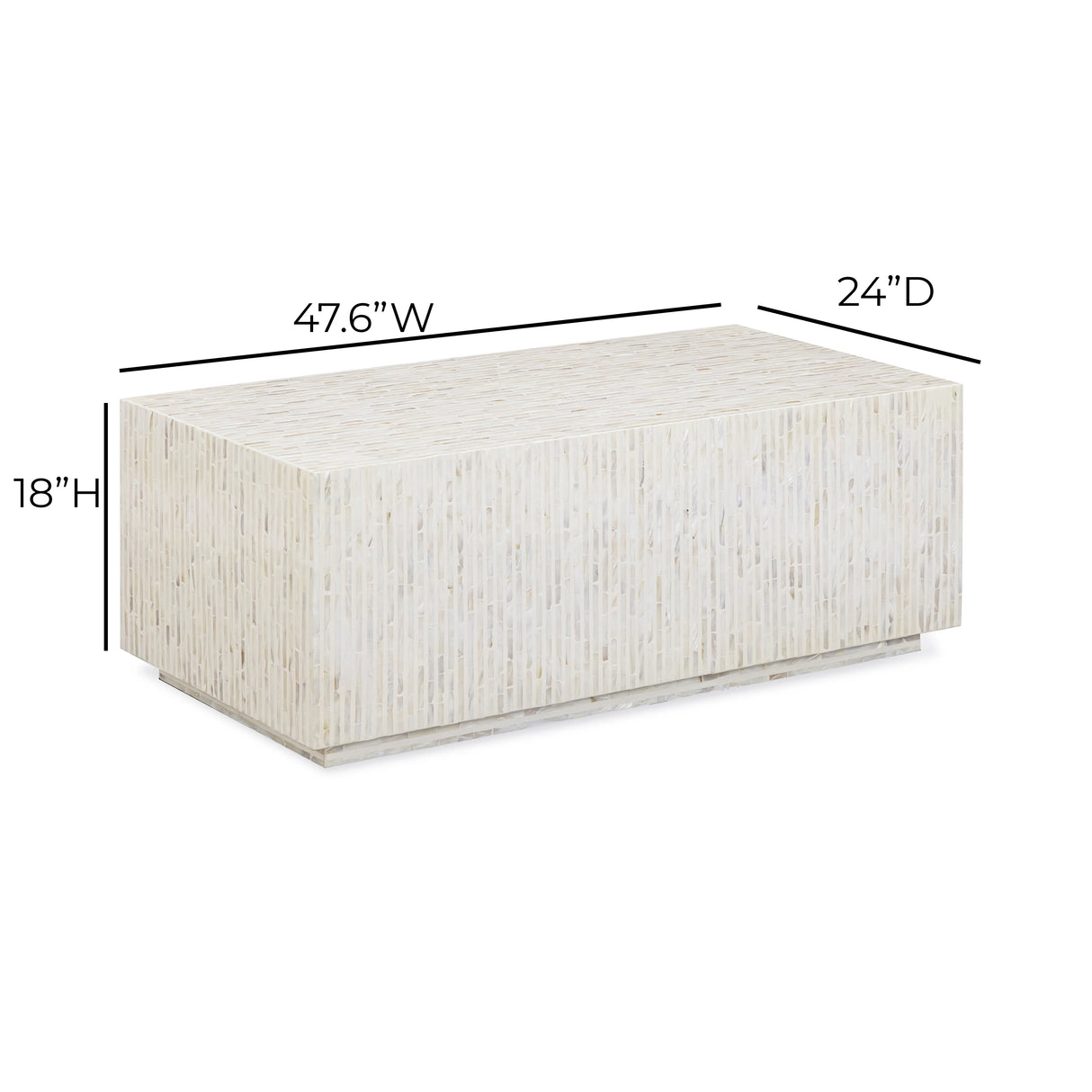 Earl 48" Shell Rectangular Coffee Table by TOV Furniture at Eve Furniture