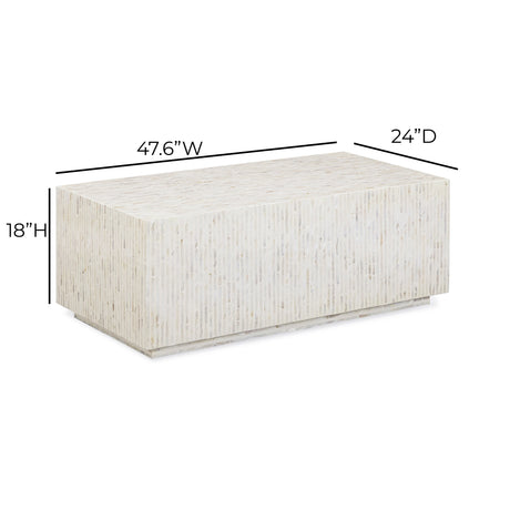 Earl 48" Shell Rectangular Coffee Table by TOV Furniture at Eve Furniture