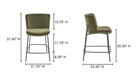 Early Counter Stool Faux Green Mohair by Moe's Home at Eve Furniture