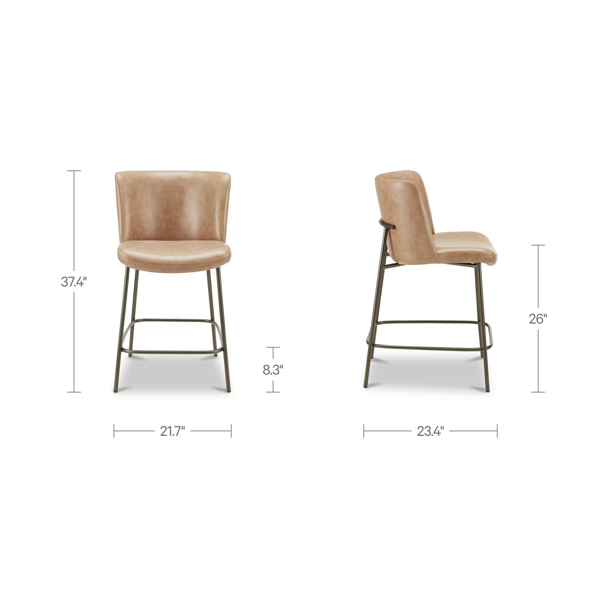 Early Tan Leather Counter Stool by Moe's Home at Eve Furniture