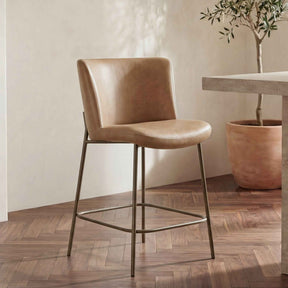 Early Tan Leather Counter Stool by Moe's Home at Eve Furniture