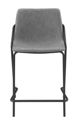 Earnest Gray/Black Solid Back Upholstered Counter Height Stools, Set of 2