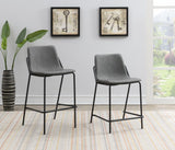 Earnest Gray/Black Solid Back Upholstered Counter Height Stools, Set of 2