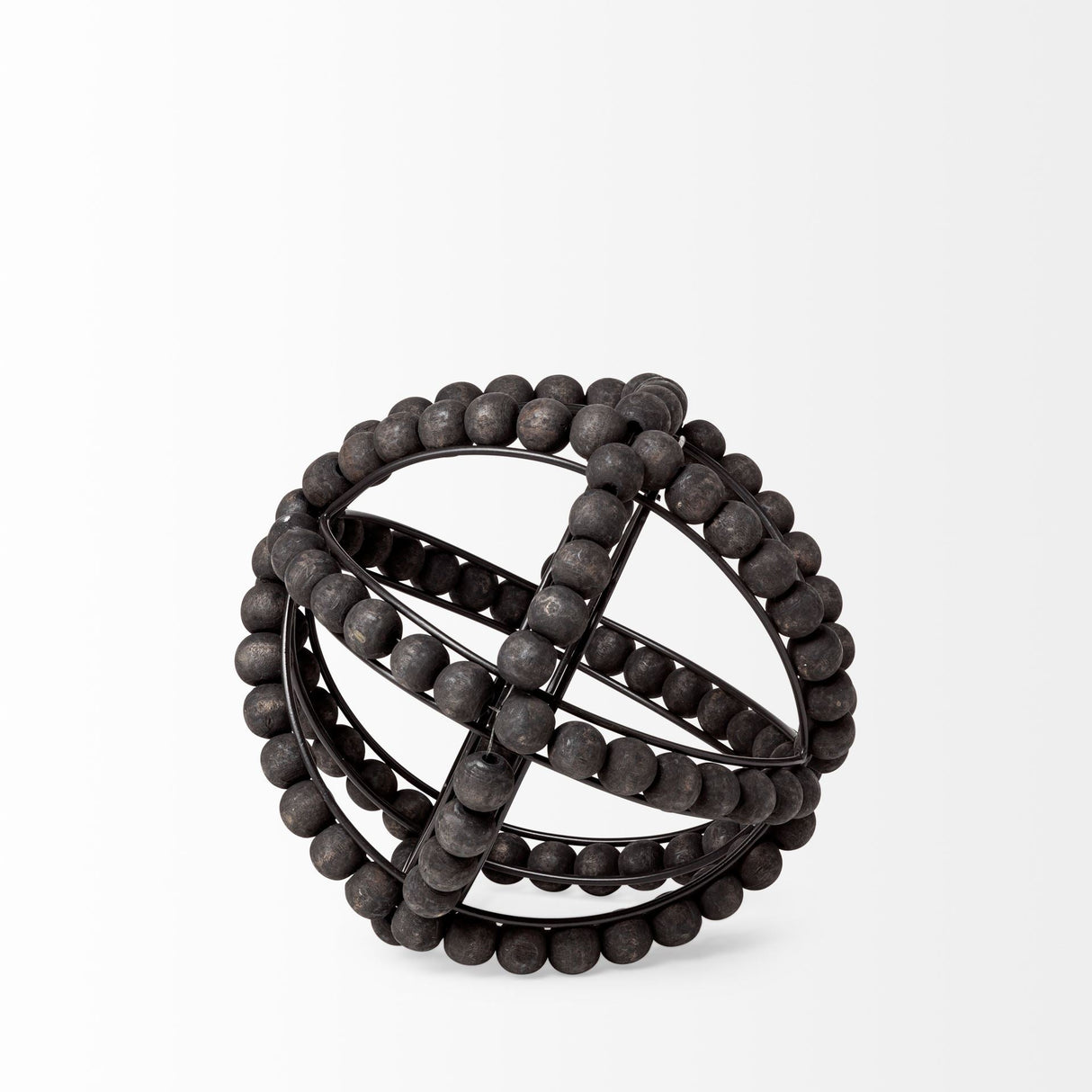 Earnhardt I Small 9L x 9W Black Wooden Beaded Orb by Mercana at Eve Furniture