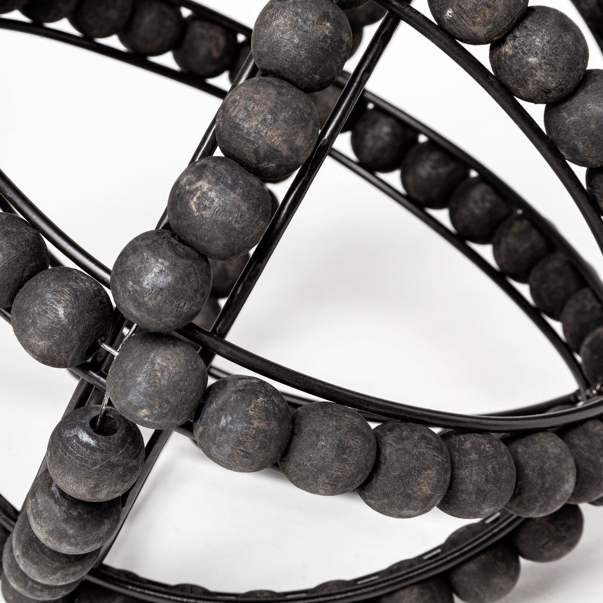 Earnhardt I Small 9L x 9W Black Wooden Beaded Orb by Mercana at Eve Furniture