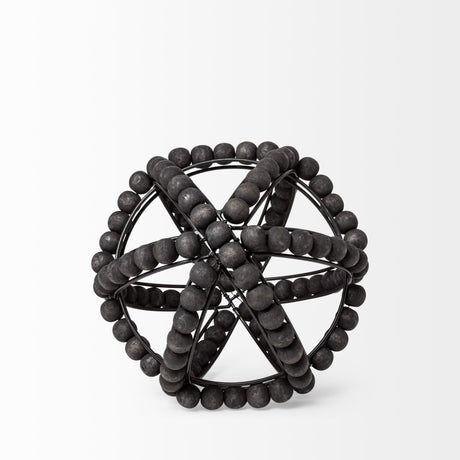 Earnhardt I Small Black Wooden Beaded Orb by Mercana at Eve Furniture