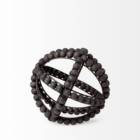 Earnhardt I Small Black Wooden Beaded Orb by Mercana at Eve Furniture