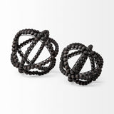 Earnhardt I Small Black Wooden Beaded Orb by Mercana at Eve Furniture
