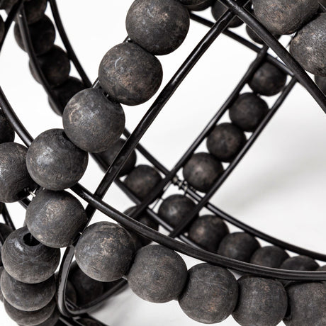 Earnhardt I Small Black Wooden Beaded Orb by Mercana at Eve Furniture