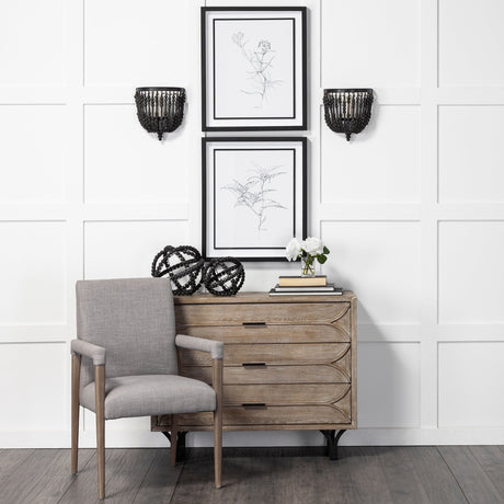 Earnhardt I Small Black Wooden Beaded Orb by Mercana at Eve Furniture