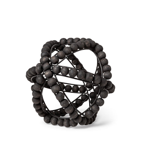 Earnhardt I Small Black Wooden Beaded Orb by Mercana at Eve Furniture