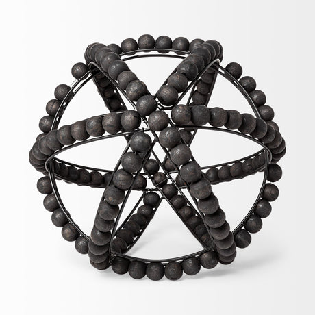Earnhardt II Large Black Wooden Beaded Orb by Mercana at Eve Furniture