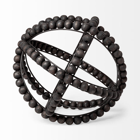 Earnhardt II Large Black Wooden Beaded Orb by Mercana at Eve Furniture