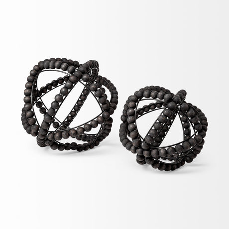 Earnhardt II Large Black Wooden Beaded Orb by Mercana at Eve Furniture