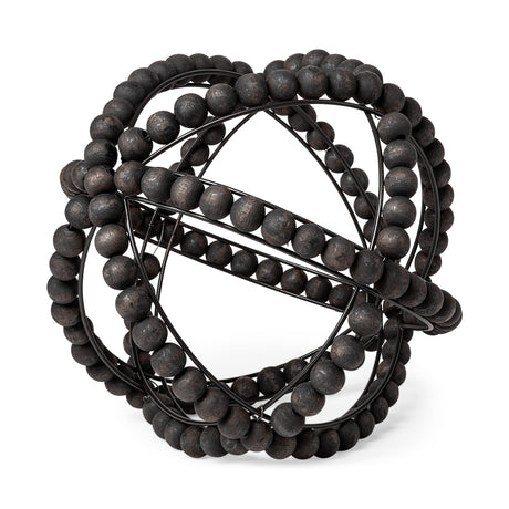 Earnhardt II Large Black Wooden Beaded Orb by Mercana at Eve Furniture