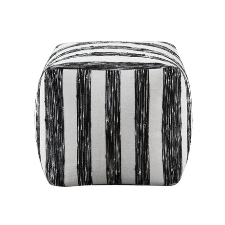 Easley Black & White Jacquard Pouf (no Wooden Frame) by Homelegance at Eve Furniture