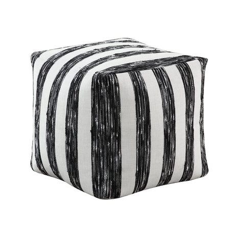 Easley Black & White Jacquard Pouf (no Wooden Frame) by Homelegance at Eve Furniture
