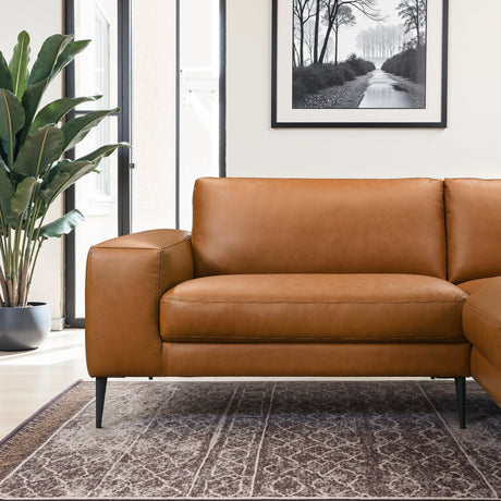 Easley Mid Century Modern Vegan Leather Wide-Arm Sofa by Ashcroft Furniture at Eve Furniture