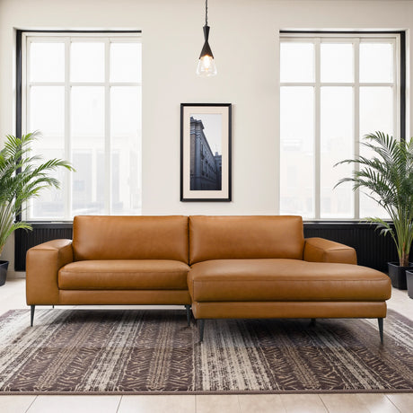 Easley Mid Century Modern Vegan Leather Wide-Arm Sofa by Ashcroft Furniture at Eve Furniture