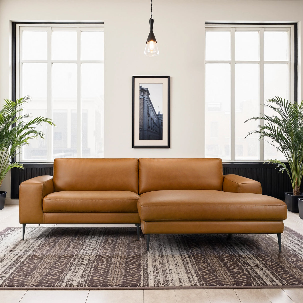Easley Mid Century Modern Vegan Leather Wide-Arm Sofa by Ashcroft Imports at Eve Furniture