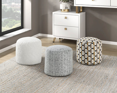 Easley Multi-Color Cylindrical Chenille Pouf by Homelegance at Eve Furniture
