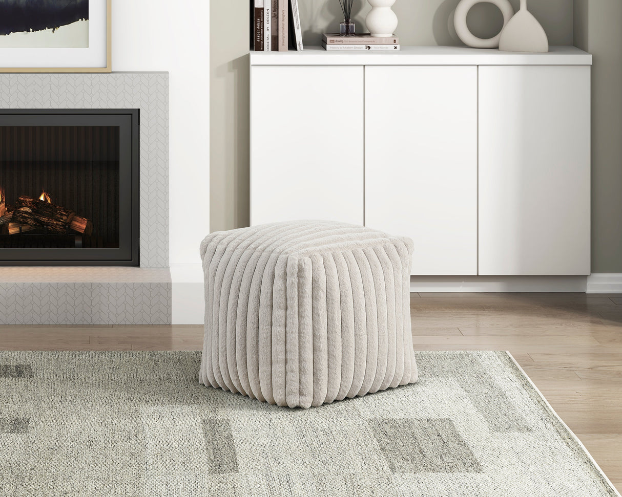 Easley Off-White Corduroy Pouf by Homelegance at Eve Furniture