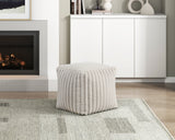 Easley Off-White Corduroy Pouf by Homelegance at Eve Furniture
