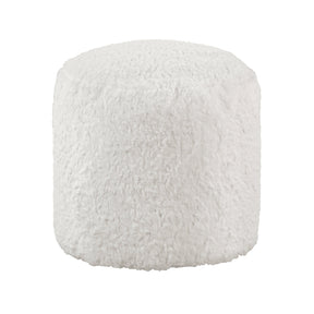 Easley Off-White Cylindrical Faux Fur Pouf (no Wooden Frame) by Homelegance at Eve Furniture