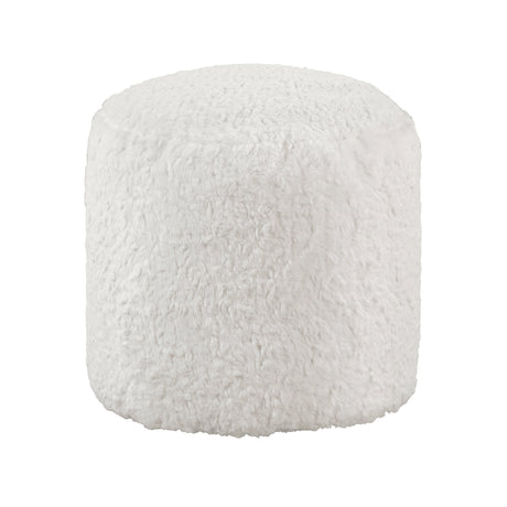 Easley Off-White Cylindrical Faux Fur Pouf (no Wooden Frame) by Homelegance at Eve Furniture